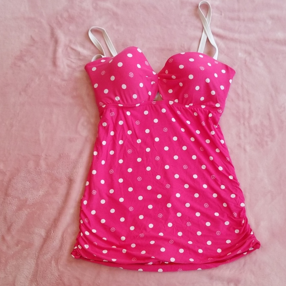 Pink polka dot Retro swimsuit swimdress